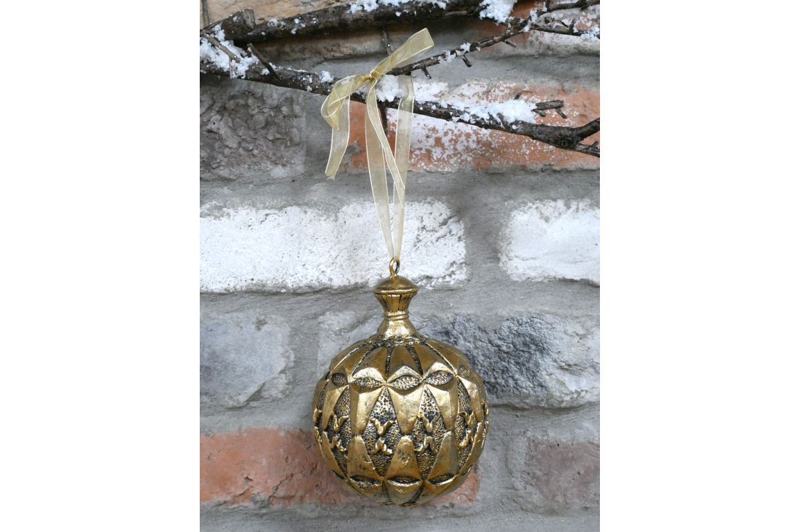 Large Festive Gold Christmas Bauble