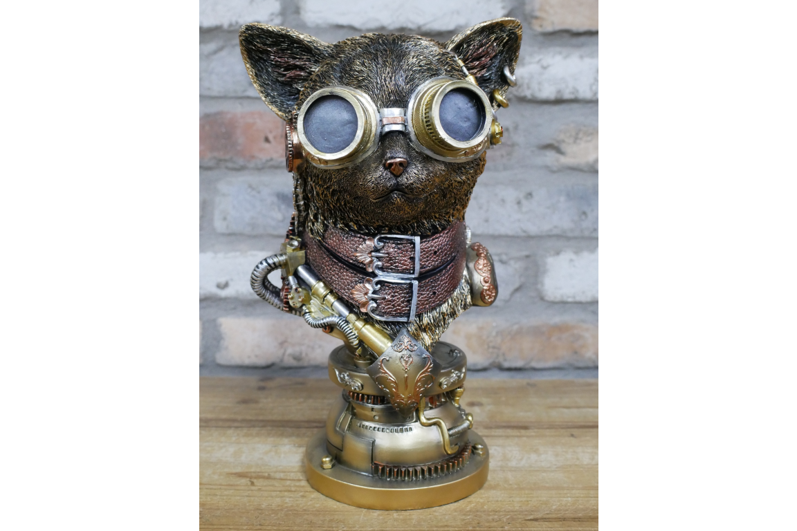 Steampunk Cat Home Decor Bust Statue