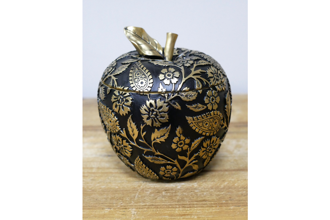 Black & Gold Apple Storage Ornament