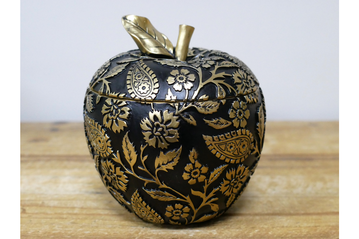 Black & Gold Apple Storage Ornament