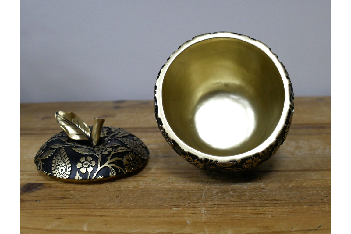 Black & Gold Apple Storage Ornament