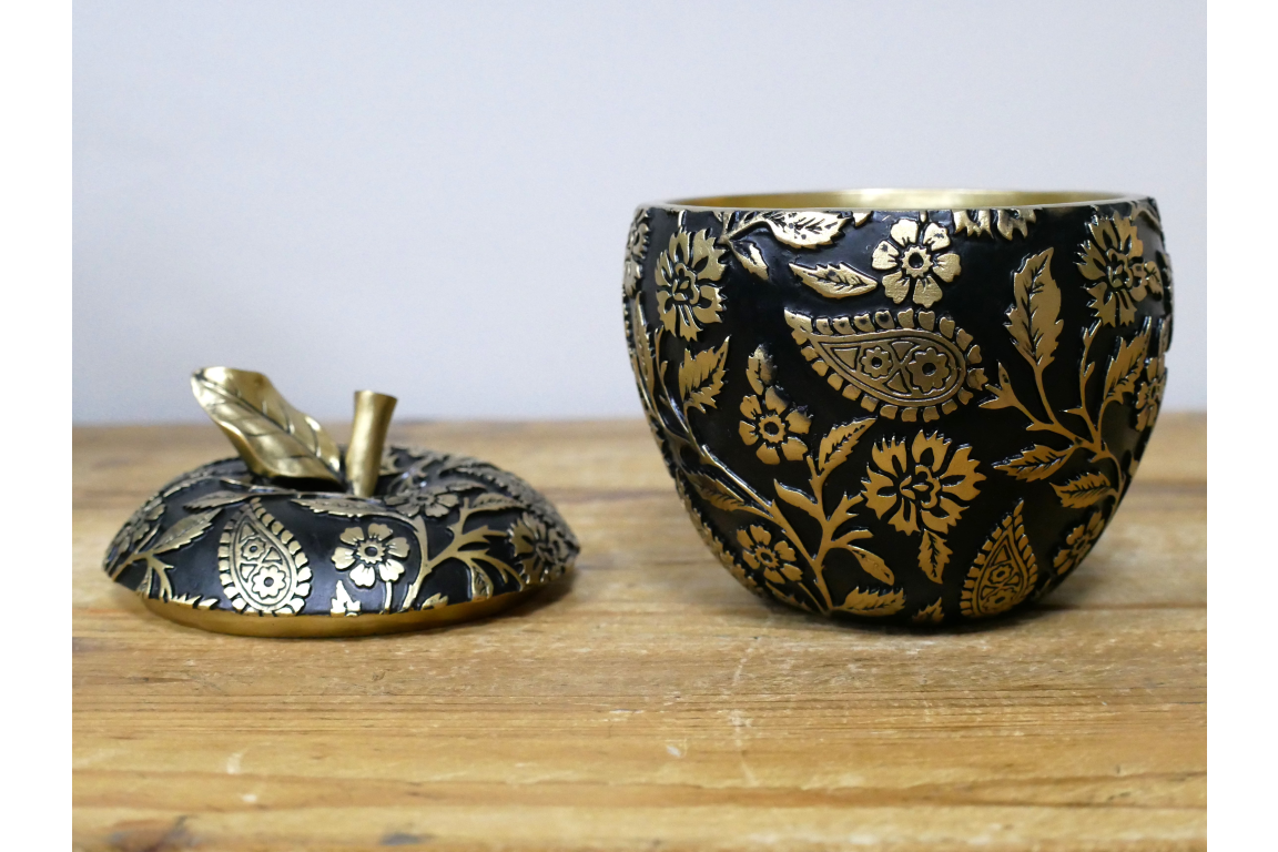 Black & Gold Apple Storage Ornament