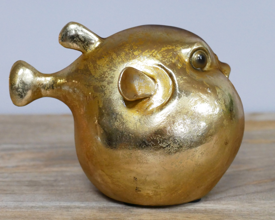 Smooth Gold Puffer Fish Ornament