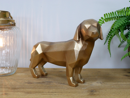 Gold Sausage Dog Statue