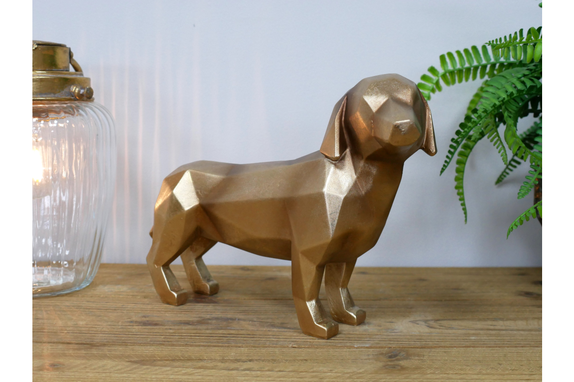 Gold Sausage Dog Statue