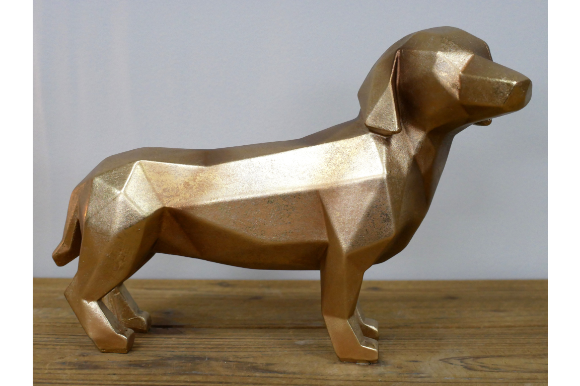 Gold Sausage Dog Statue