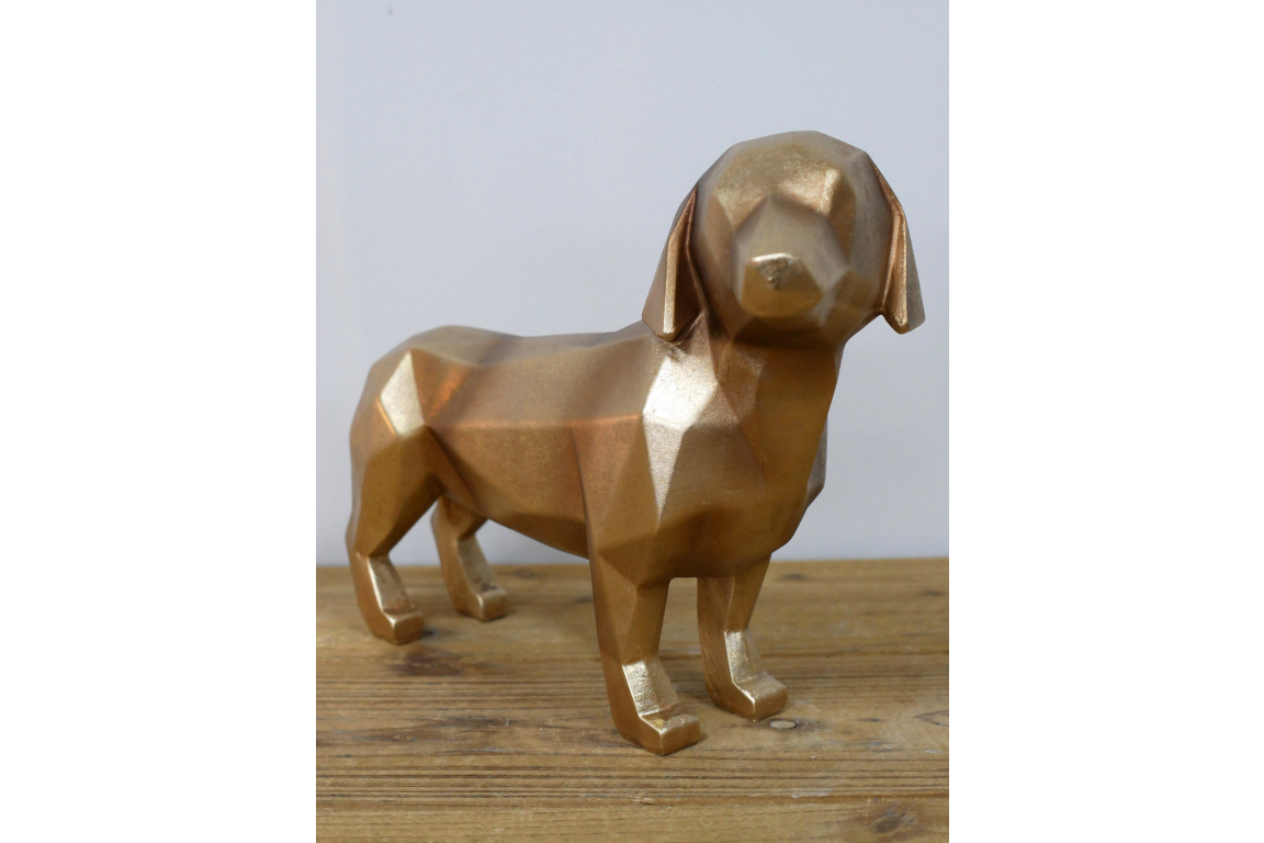 Gold Sausage Dog Statue