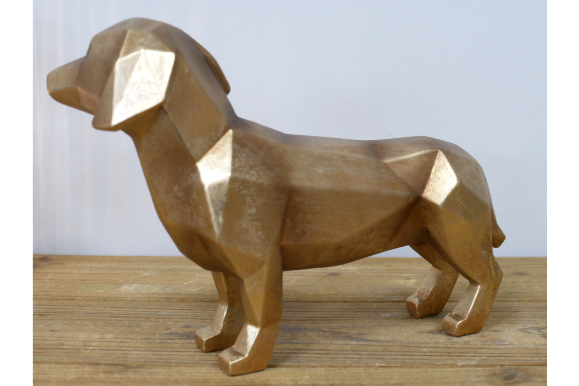 Gold Sausage Dog Statue
