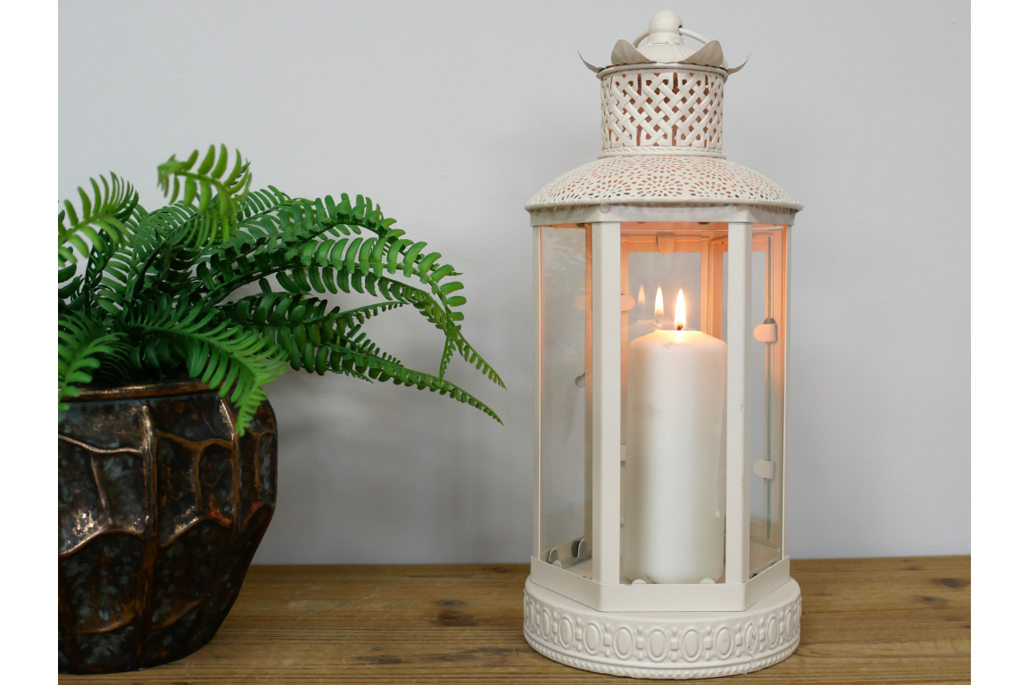 Metal & Glass Cream Lantern