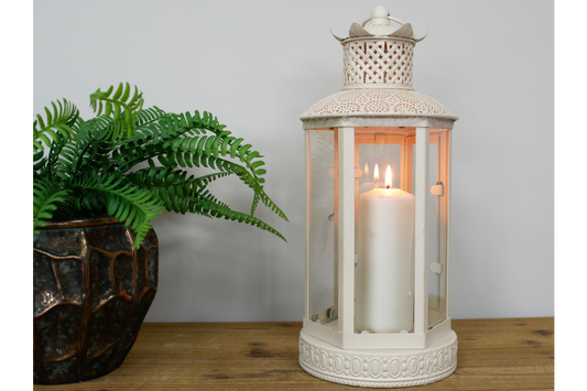 Metal & Glass Cream Lantern