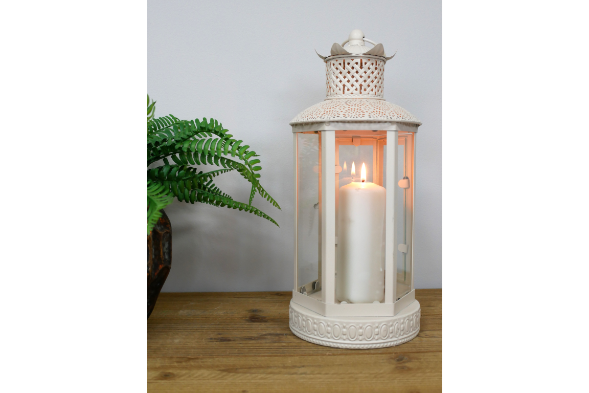 Metal & Glass Cream Lantern