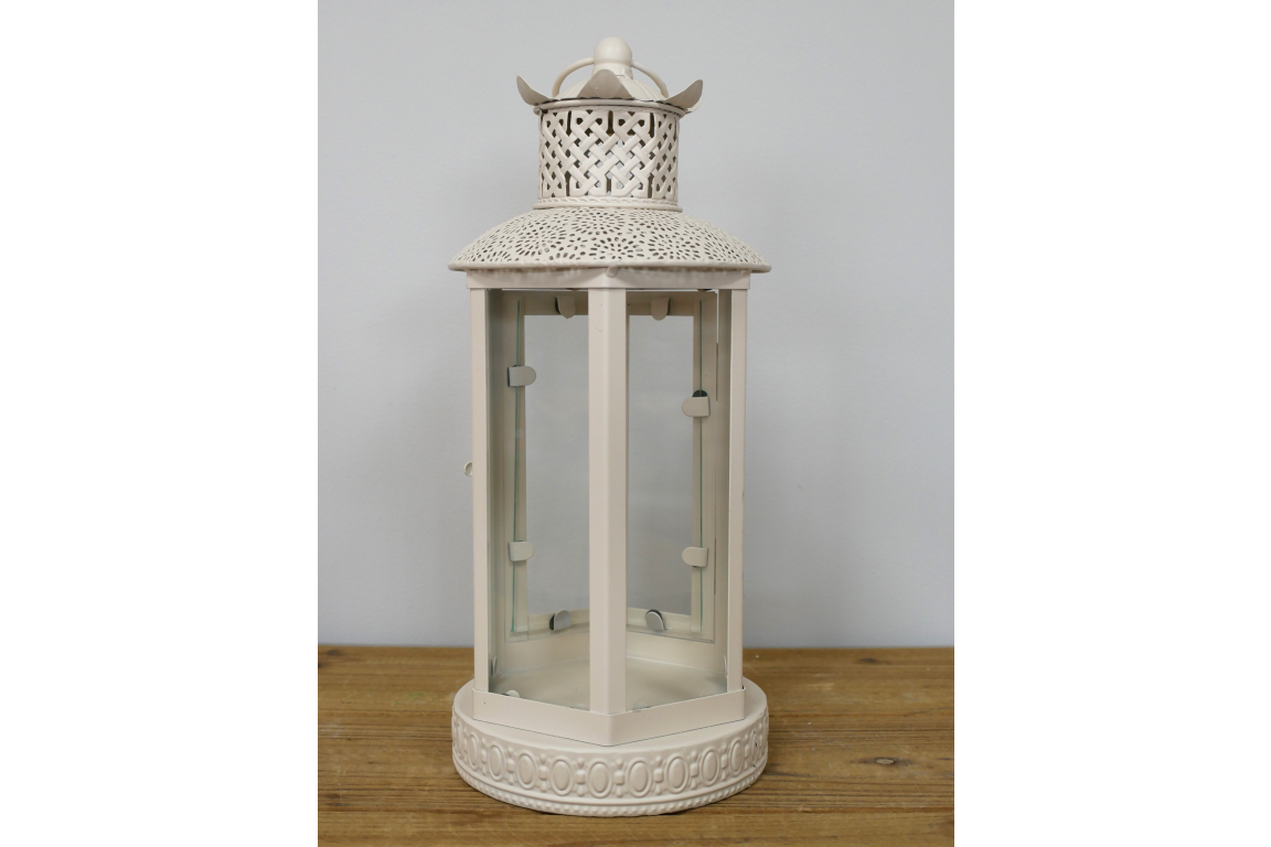 Metal & Glass Cream Lantern