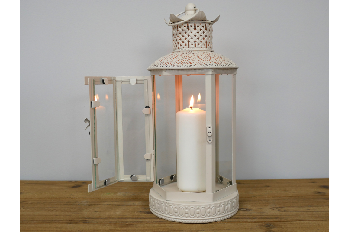 Metal & Glass Cream Lantern
