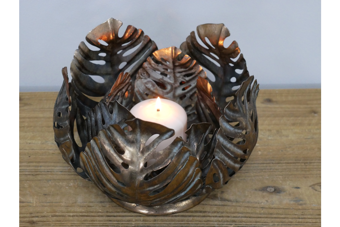 Copper Leaf Candle Holder