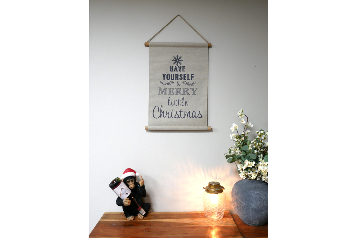 Merry Christmas Hanging Canvas Wall Art Decoration