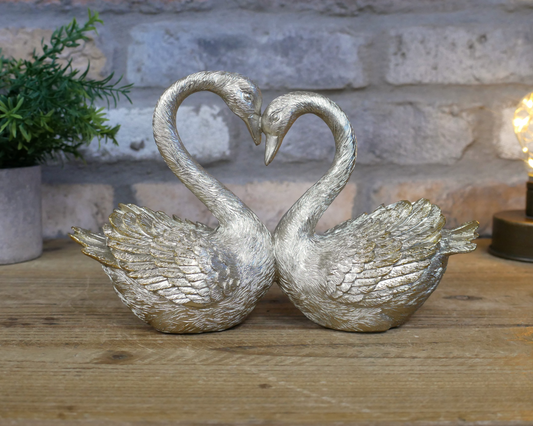 Pair Of Gold Love Swans Ornament