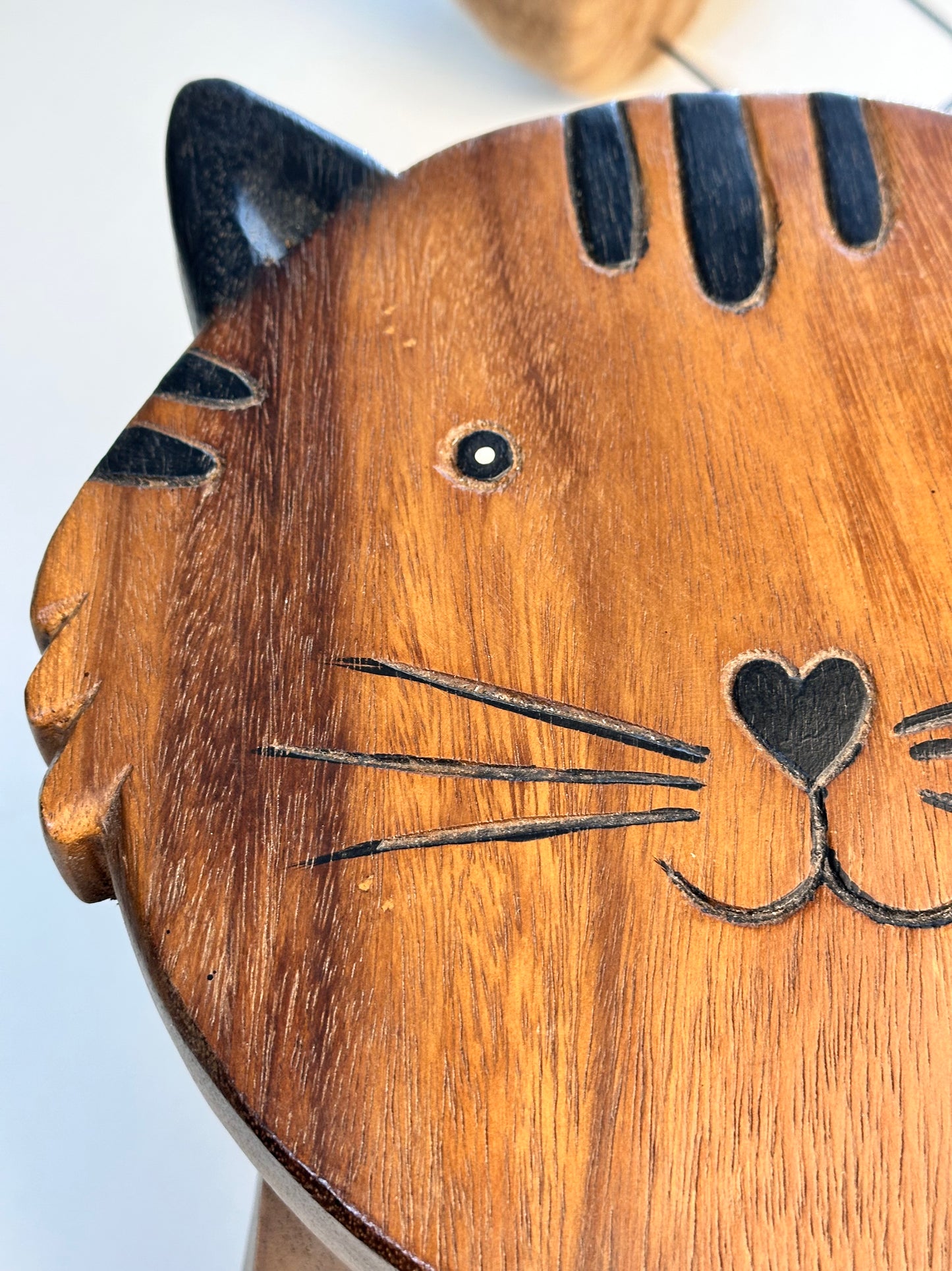 Children's Wooden Smiley Cat Face Stool