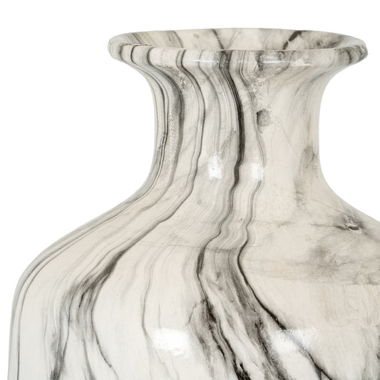 Marble Effect Squat Ceramic Vase
