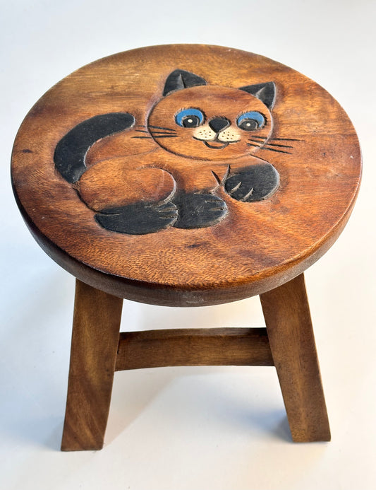 Children's Wooden Happy Cat Face Stool