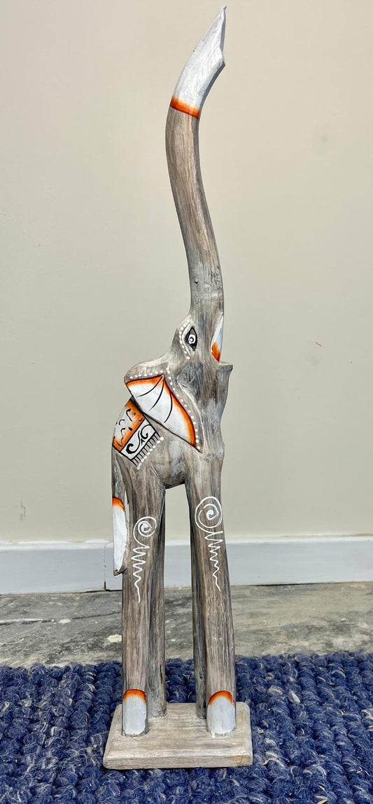 wooden patterned elephant 63cm