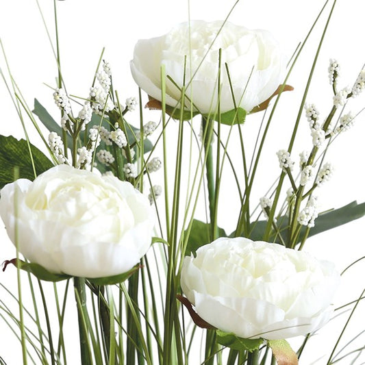 White Camellia Grass Floral Bundle 45cm