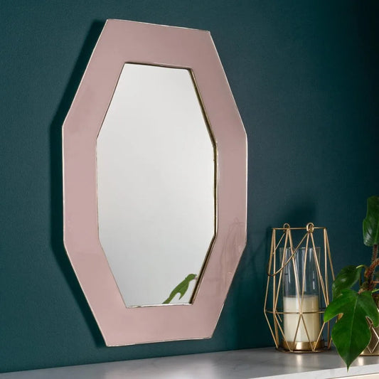 Paoletti Framed Pink Octagonal Wall Mirror