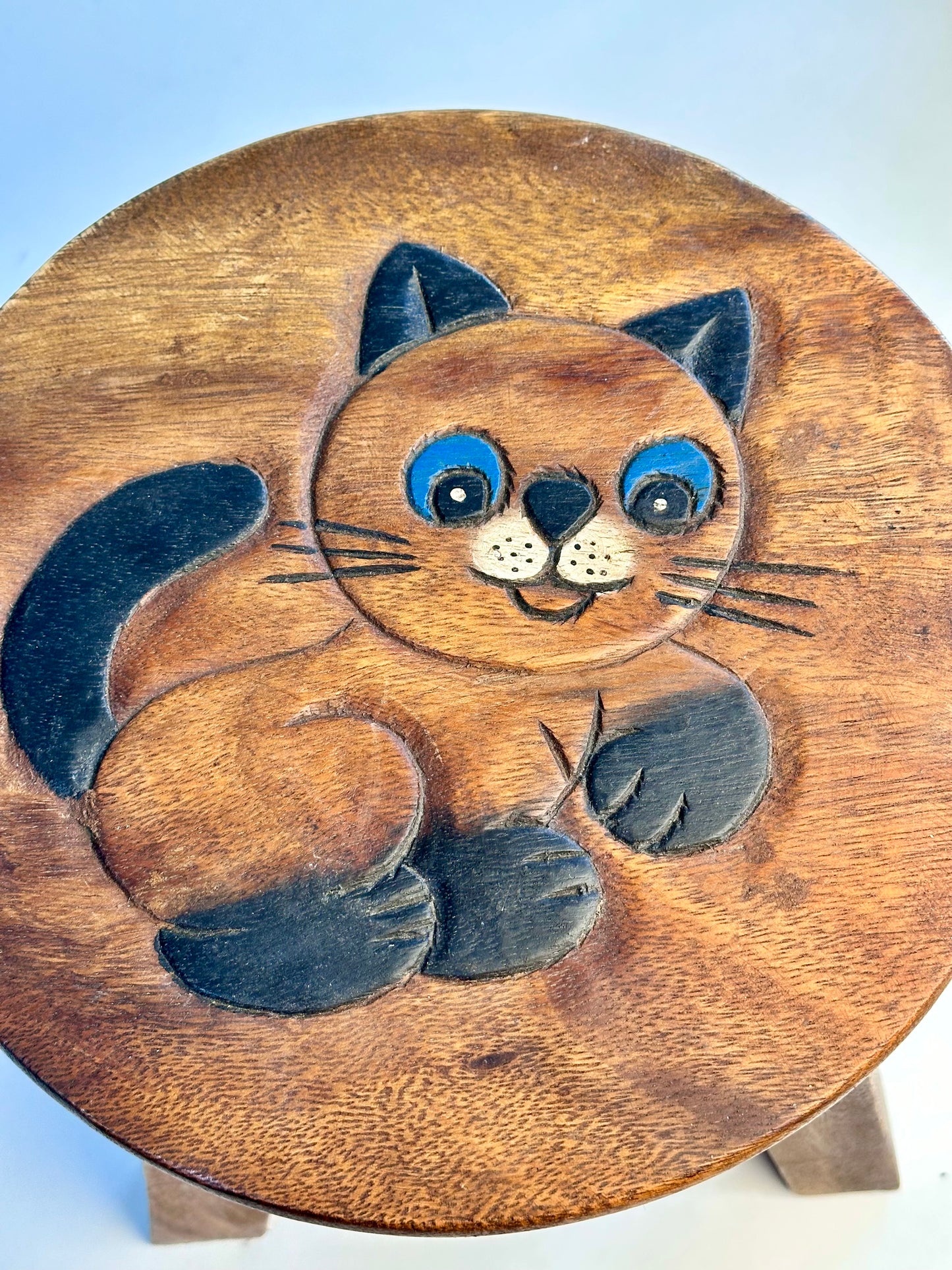 Children's Wooden Happy Cat Face Stool