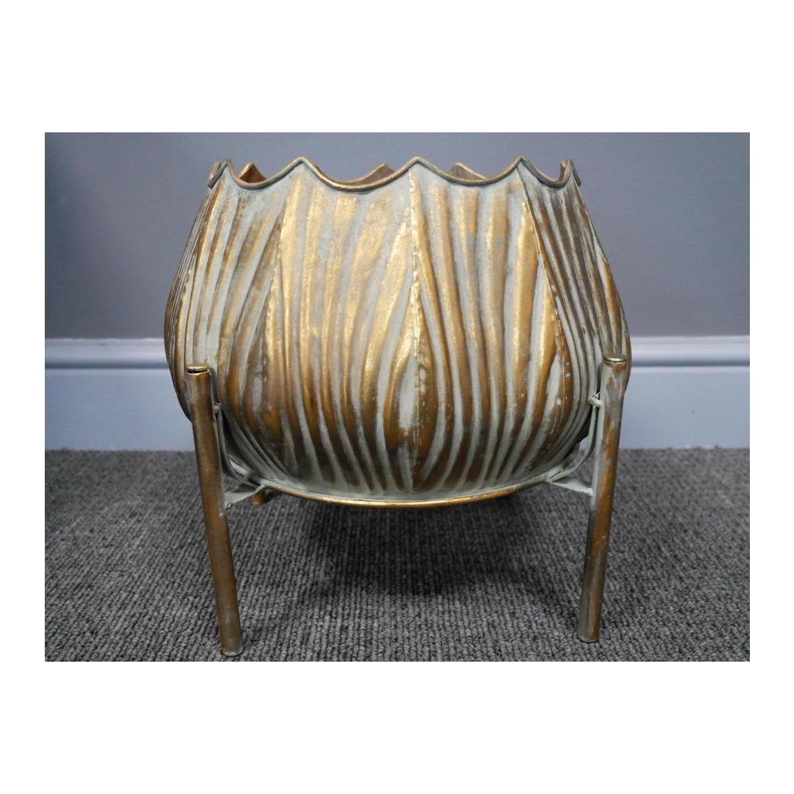 Gold Metal Scalloped Planter