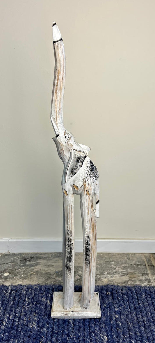 Wooden Patterned Elephant Statue 93cm