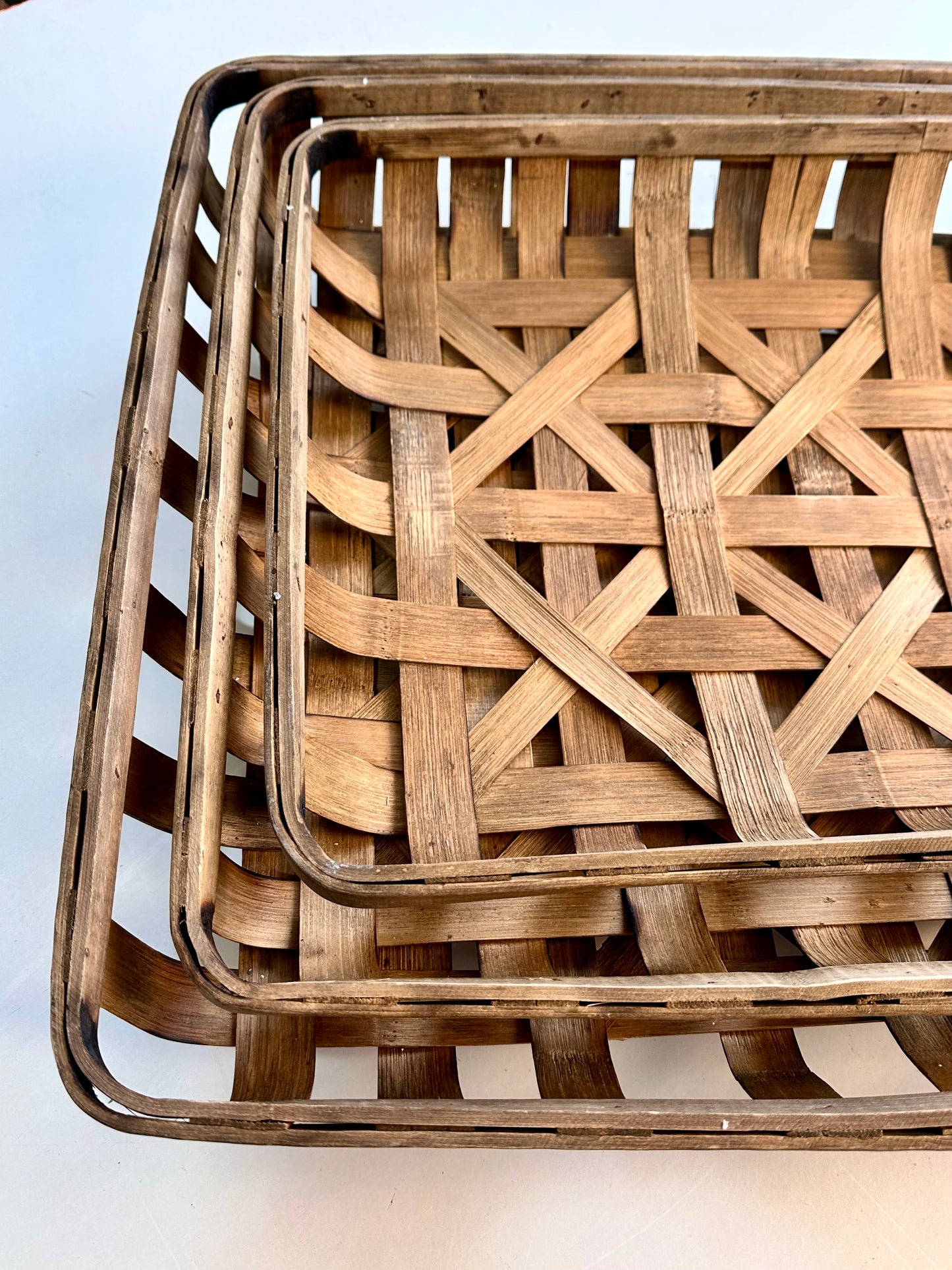 Set of three Hand-crafted Tobacco Baskets