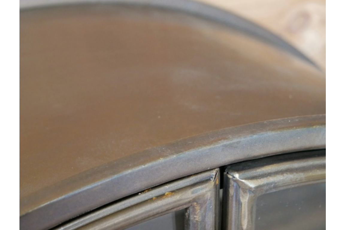 Industrial Style Metal Circular Display Cabinet, Vintage Gold