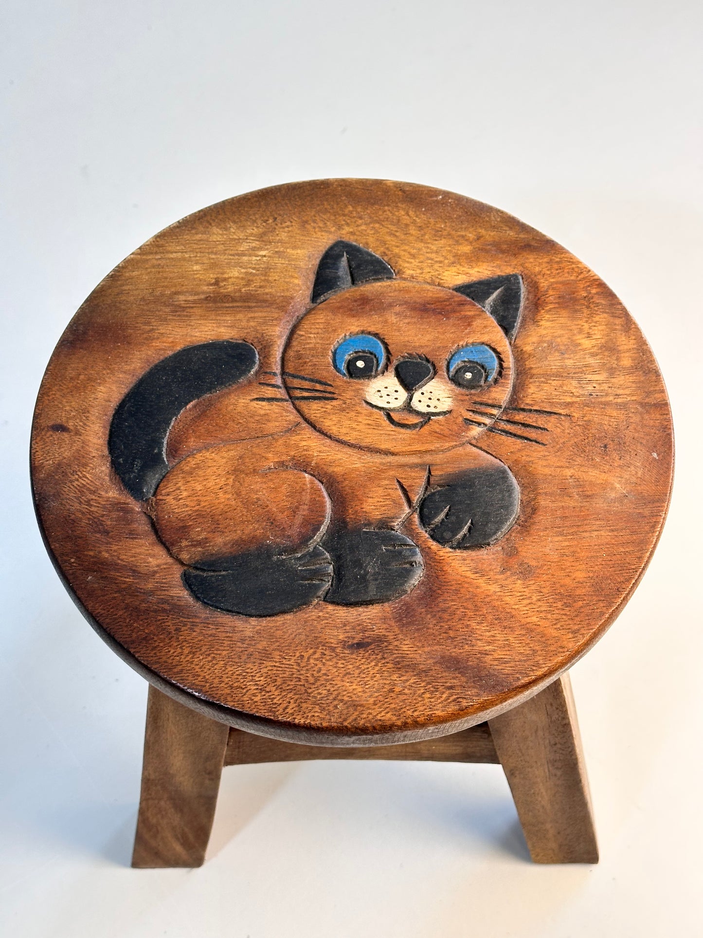 Children's Wooden Happy Cat Face Stool