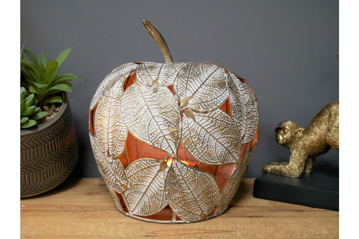 Apple Leaf Candle Holder, large - Decorative Gold Leaf Design