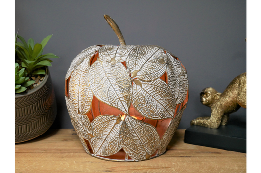 Apple Leaf Candle Holder, large - Decorative Gold Leaf Design