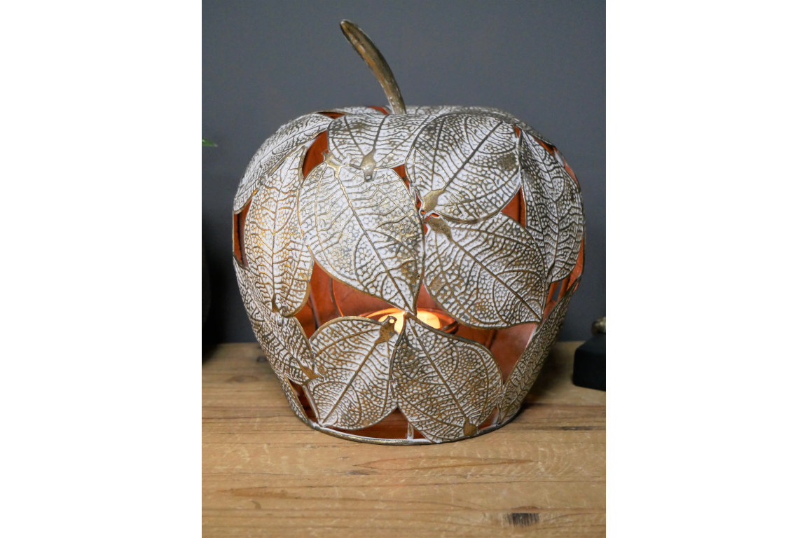 Apple Leaf Candle Holder, large - Decorative Gold Leaf Design