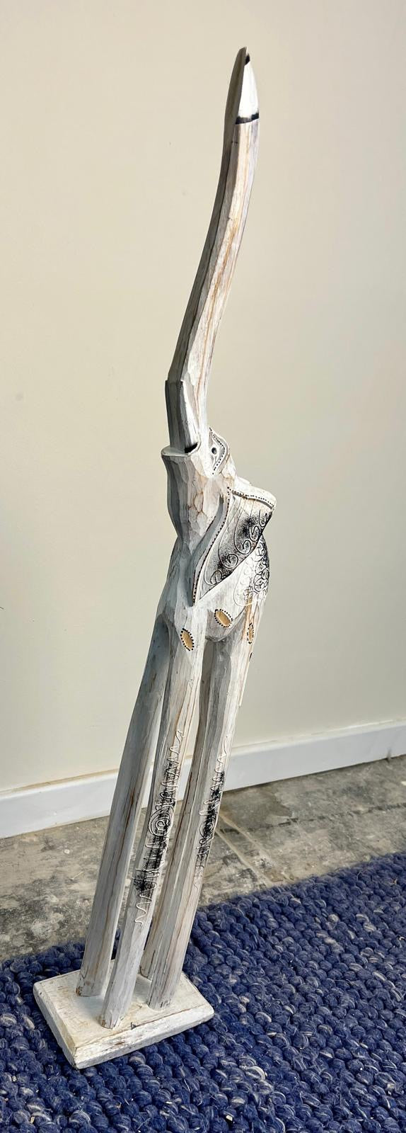 Wooden Patterned Elephant Statue 93cm