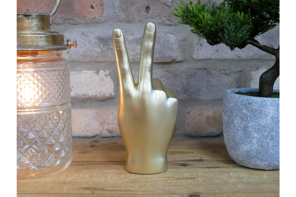 Peace Hand Gold Statue