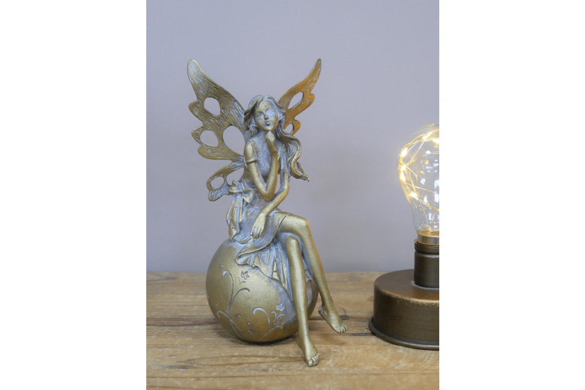 Gold Sitting Fairy Ornament