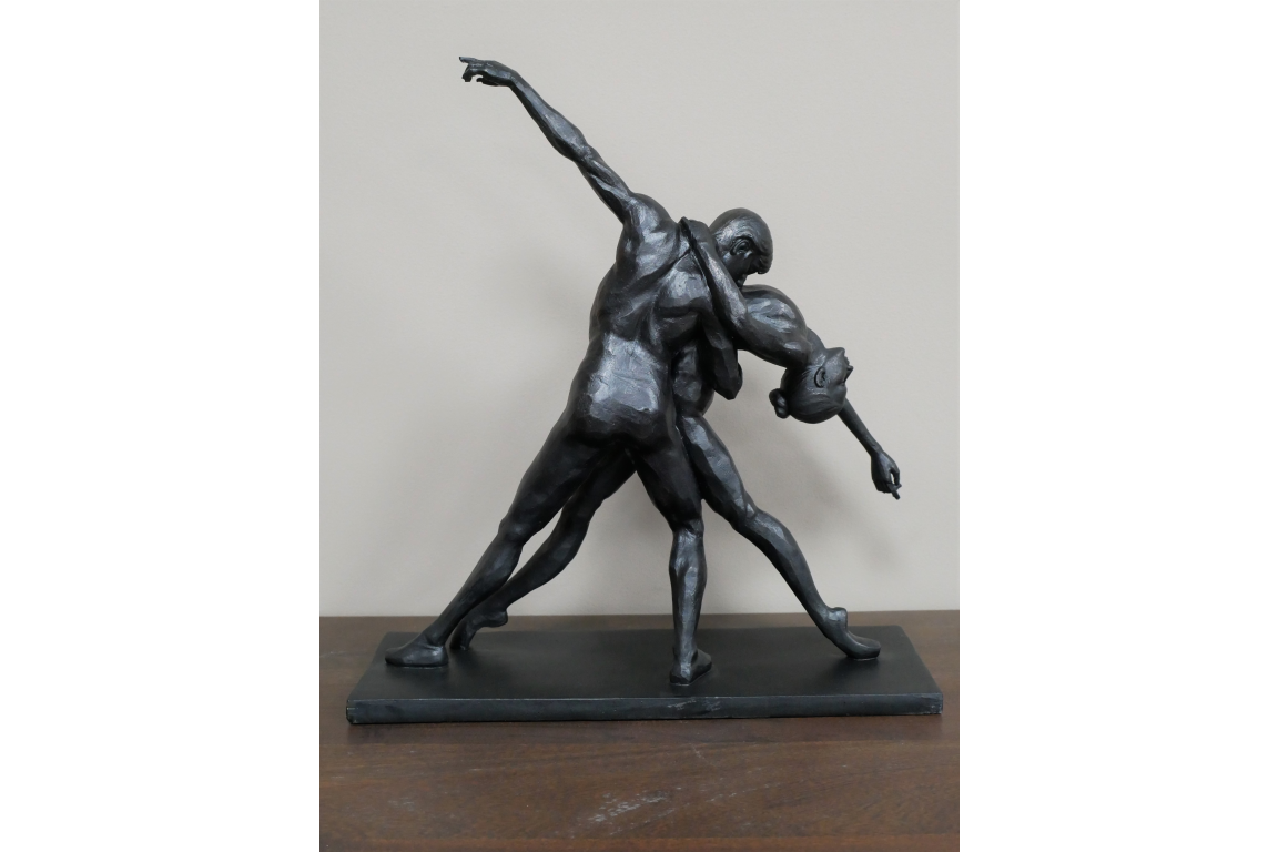Antique Black Resin Statue of Dancers