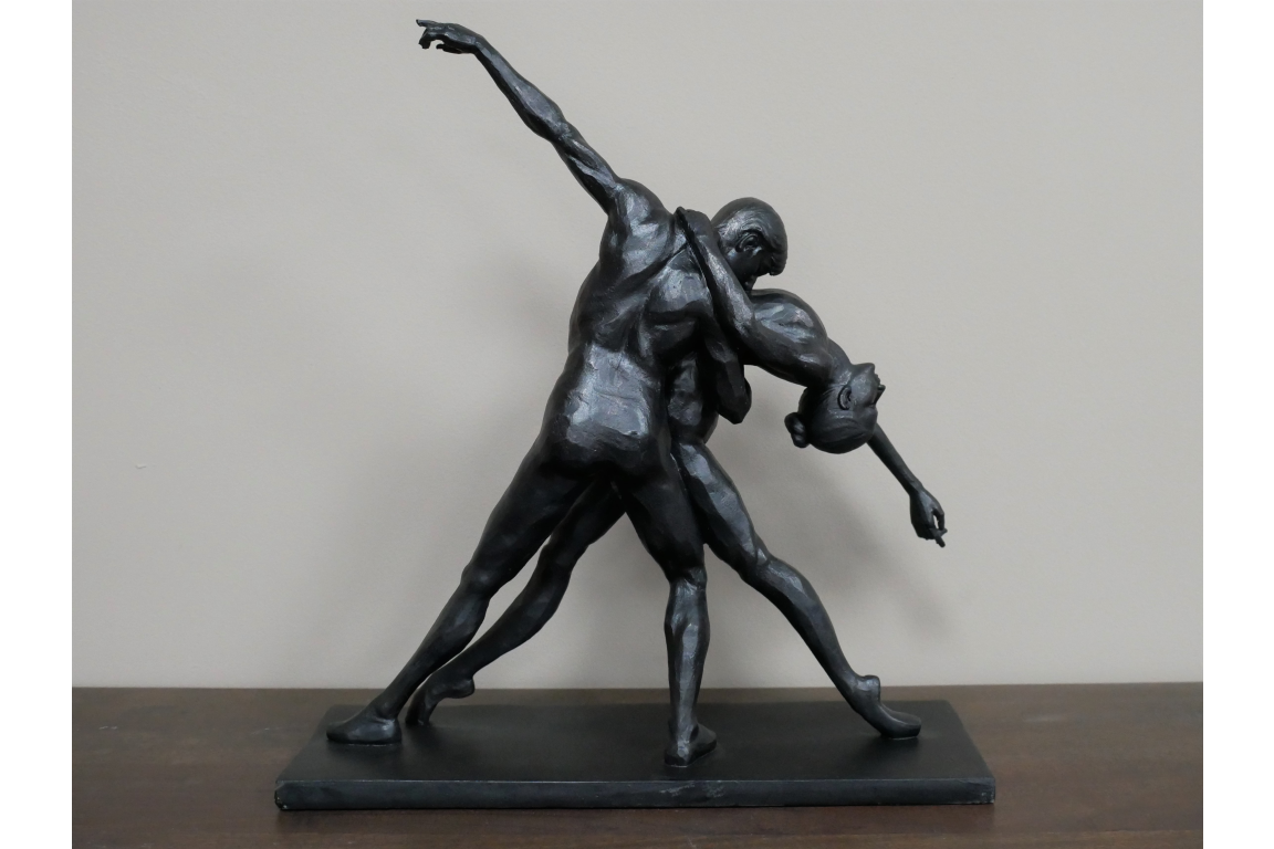 Antique Black Resin Statue of Dancers