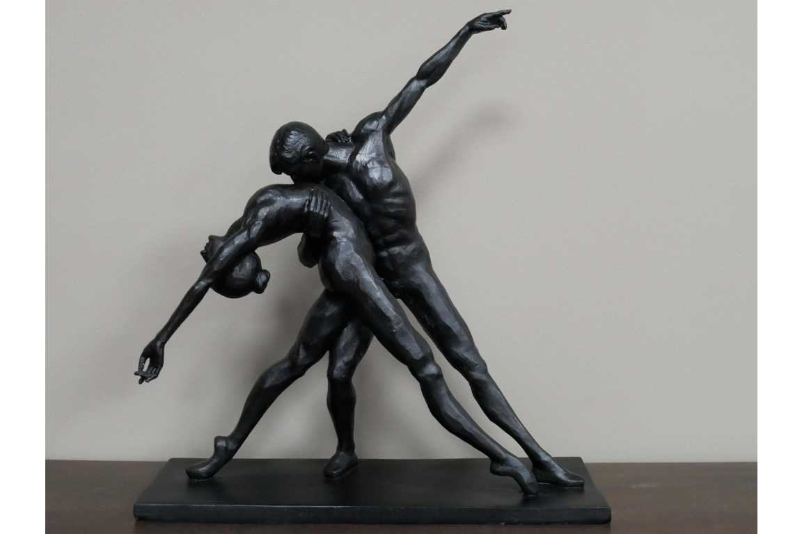 Antique Black Resin Statue of Dancers