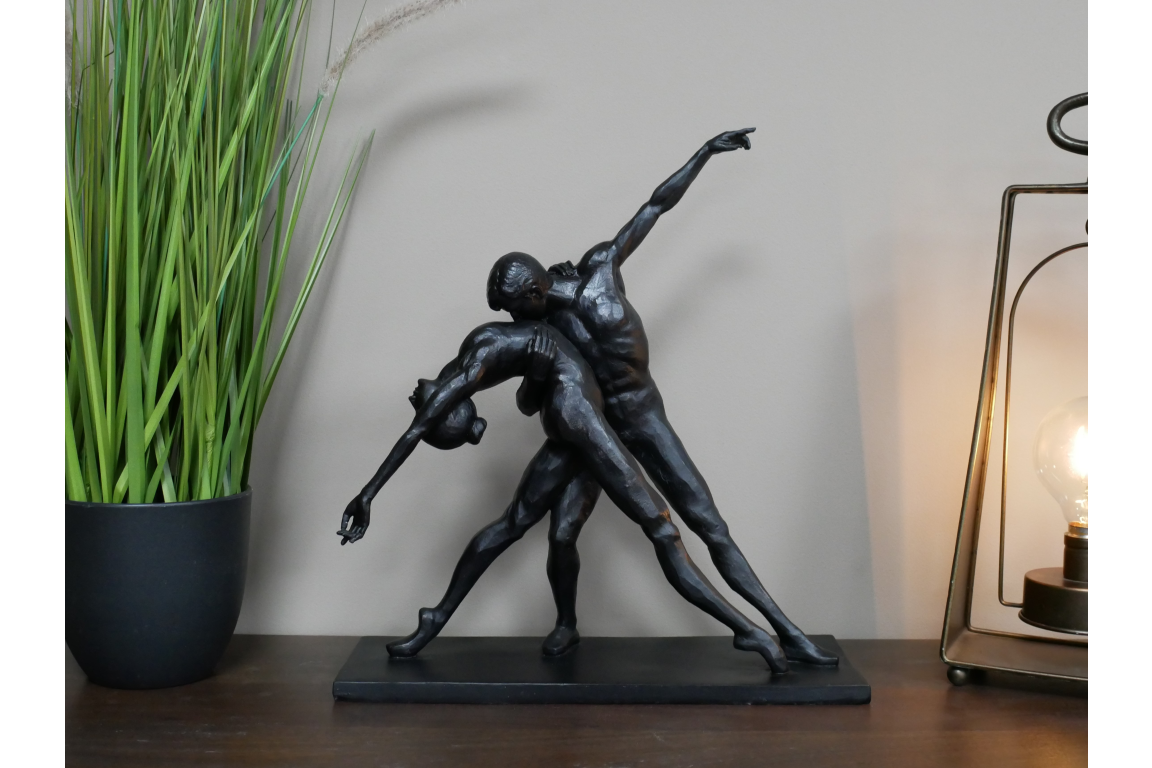 Antique Black Resin Statue of Dancers