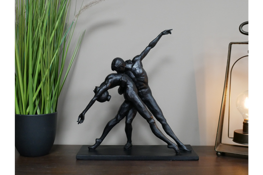 Antique Black Resin Statue of Dancers