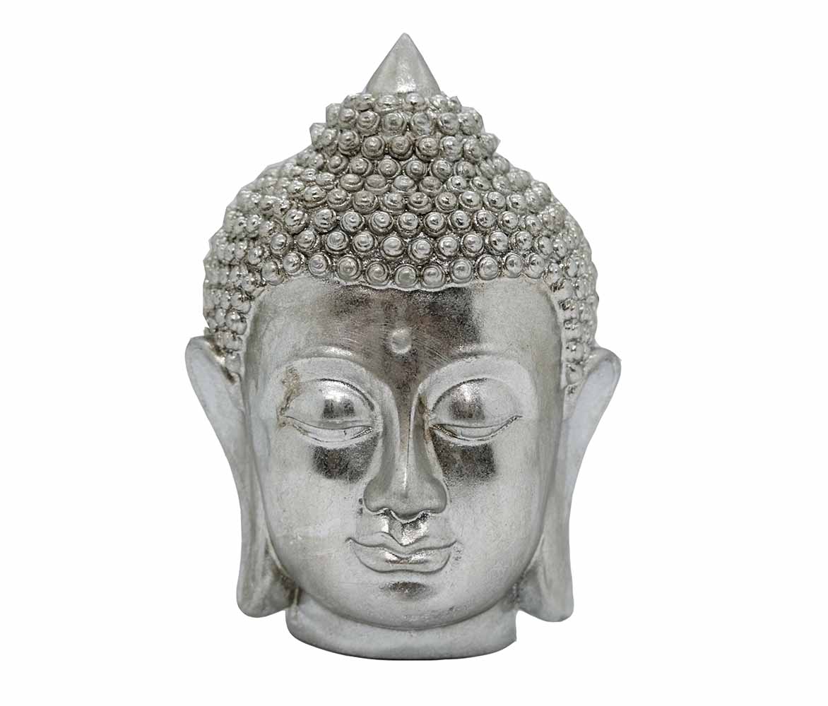 Buddha Head Silver Statue 6.5″