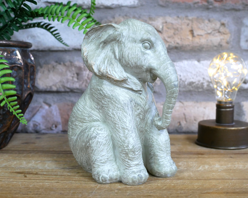 Elephant Statue Pale Grey