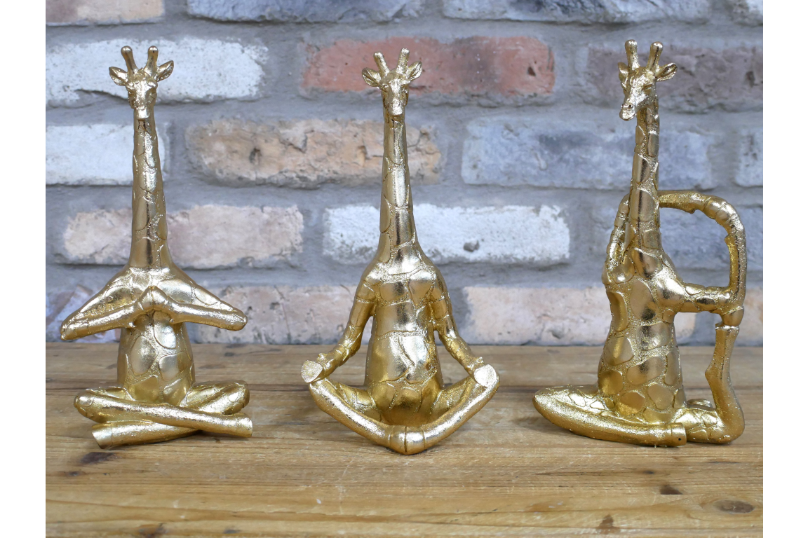 Set Of 3 Yoga Giraffes