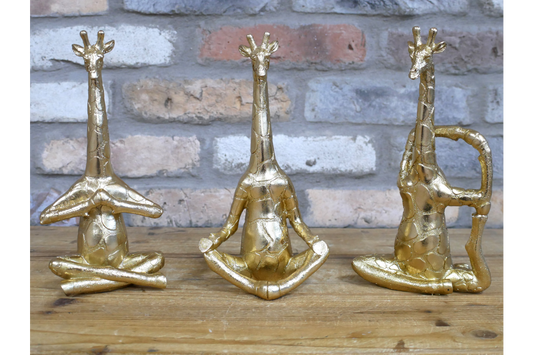 Set Of 3 Yoga Giraffes