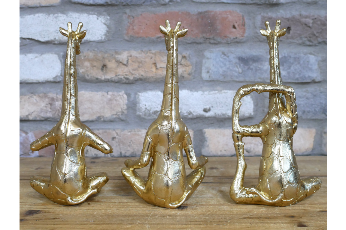 Set Of 3 Yoga Giraffes