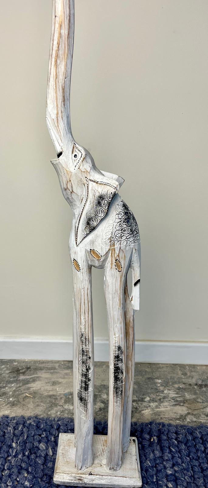 Wooden Patterned Elephant Statue 93cm
