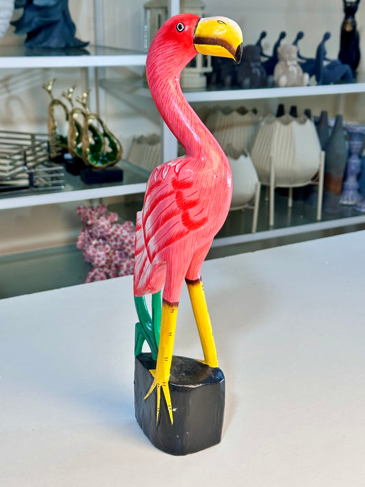 Pink Wooden Bird Figure